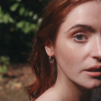 Sterling Silver Hoop Earrings with Cubic Zirconia