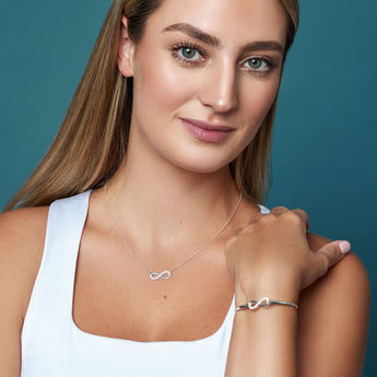 Sterling Silver and Cubic Zirconia Infinity Bangle Bracelet