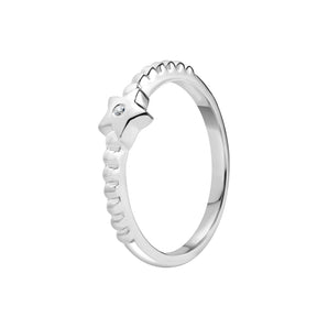 925 Sterling Silver Starlight Ring with star detail and cubic zirconia centre