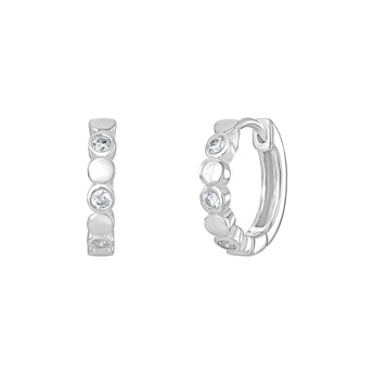 Simple sterling silver and CZ Hinged Hoops