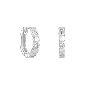 Simple sterling silver and CZ Hinged Hoops