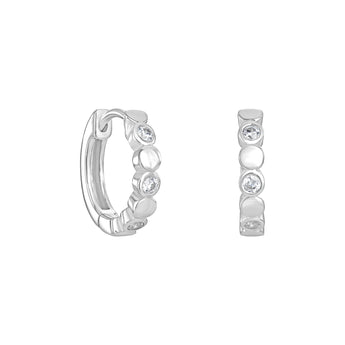 Simple sterling silver and CZ Hinged Hoops