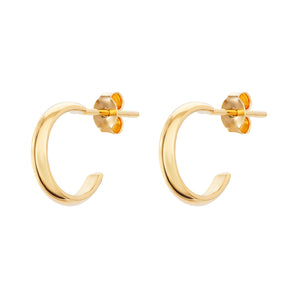 14ct Gold Plated 7mm Simple Hoop Earrings, 925 Sterling Silver