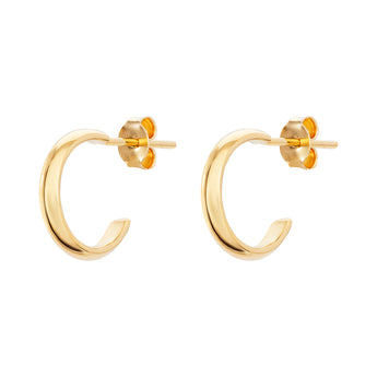 14ct Gold Plated 7mm Simple Hoop Earrings, 925 Sterling Silver