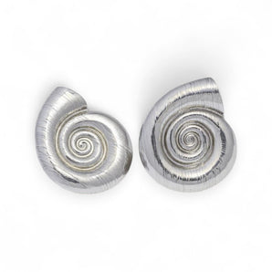 Stainless Steel Conch shaped earrings on a white background