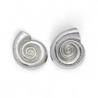 Stainless Steel Conch shaped earrings on a white background
