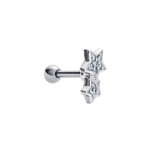 Sterling Silver and Cubic Zirconia Starry Night Star Barbell Stud