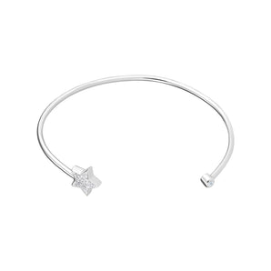 Sterling Silver and Cubic Zirconia Star Cuff Bangle Bracelet