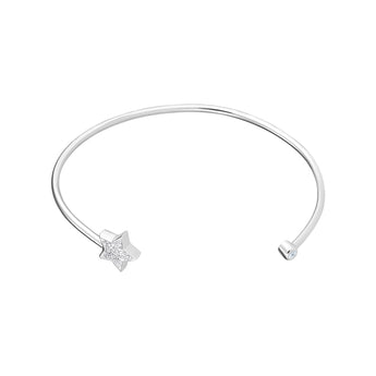 Sterling Silver and Cubic Zirconia Star Cuff Bangle Bracelet