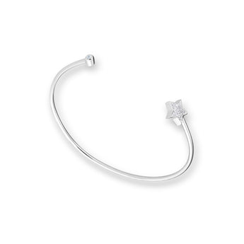 Sterling Silver and Cubic Zirconia Star Cuff Bangle Bracelet