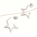 Sterling Silver Cubic Zirconia Star Shaped Hoop Earrings