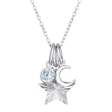 Sterling Silver Moon & Star Charm Necklace