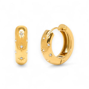 Amnesia Jewellery | Gold Plated Stainless Starry Night Huggie Hoops