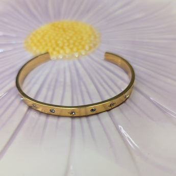 Amnesia Jewellery | 18ct Gold Plated Stainless Starry Night Cuff Bangle