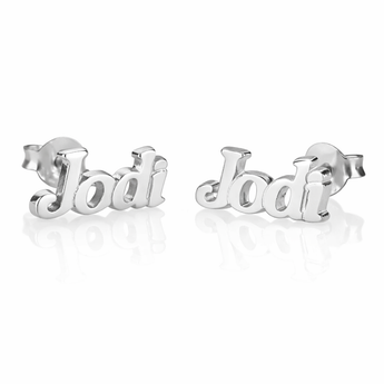 Sterling Silver Bold Name Stud Earrings