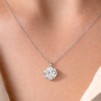 Urban Pizazz Model Wearing Sterling Silver 2ct Moissanite Diamond Necklace