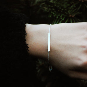 Sterling Silver Bar Bracelet With Cubic Zirconia