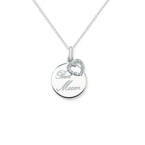 Sterling Silver Best Mum Pendant Necklace With Cubic Zirconia