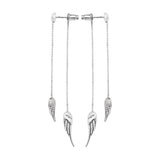 Sterling Silver CZ Angel Wing Drop Earrings