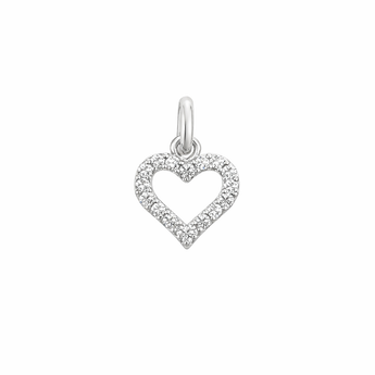 Sterling Silver Cubic Zirconia Heart Pendant for Silver Necklaces