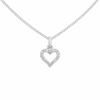 Sterling Silver Cubic Zirconia Heart Pendant Necklace