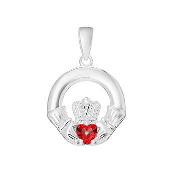 925 Sterling Silver Claddagh January CZ Birthstone Pendant for silver Necklaces