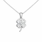 Sterling Silver Clover Cubic Zirconia Pendant Necklace