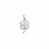 Sterling Silver Clover Cubic Zirconia Pendant for Silver Necklaces