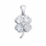 Sterling Silver Clover Cubic Zirconia Pendant for Silver Necklaces
