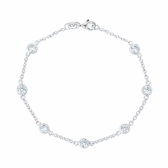 925 Sterling Silver Cubic Zirconia Bezel Set Station Bracelet