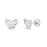 Sterling Silver & Cubic Zirconia Butterfly Stud Earrings