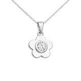 Sterling Silver Dainty Flower Pendant Necklace
