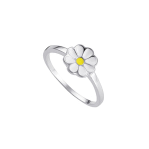 Sterling Silver & Enamel Daisy Ring
