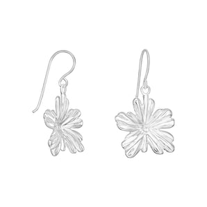 Sterling Silver Flower Hook Drop Earrings