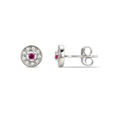 Sterling Silver July Cubic Zirconia Birthstone Stud Earrings