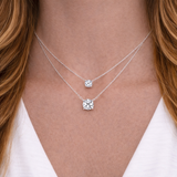 Sterling Silver Layered Cubic Zirconia Necklace on Model