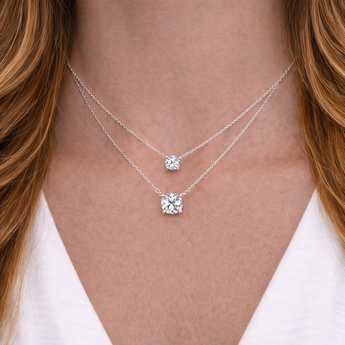 Sterling Silver Layered Cubic Zirconia Necklace on Model