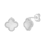 Sterling Silver and Mother Of Pearl Clover Stud Earrings