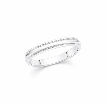 Silver Ribbed Wedding Band