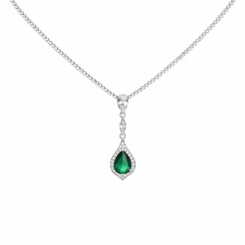 Sterling Silver Opulent Emerald CZ Pendant Necklace