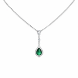 Sterling Silver Opulent Emerald CZ Pendant Necklace