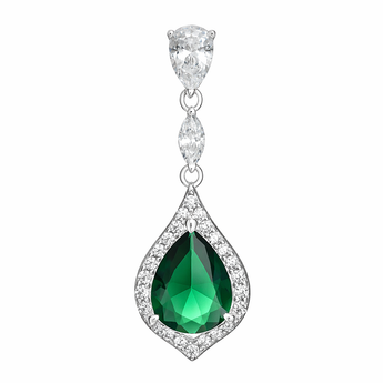 Sterling Silver Opulent Emerald CZ Pendant for Silver Necklaces
