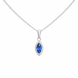 Sterling Silver Oval Sapphire Pendant Necklace
