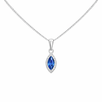 Sterling Silver Oval Sapphire Pendant Necklace
