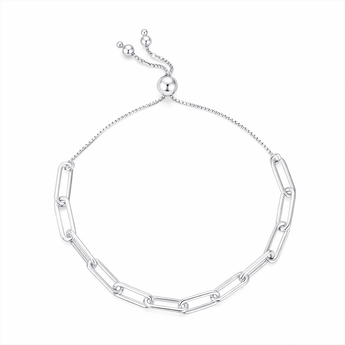 925 Sterling Silver Paperclip Bolo Bracelet