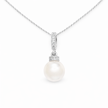 Sterling Silver Pearl Pendant With Cubic Zirconia Details
