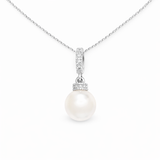 Sterling Silver Pearl Pendant With Cubic Zirconia Details