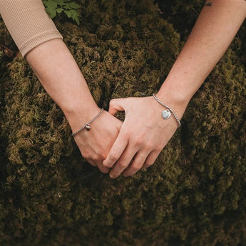 Sterling Silver Plain Heart Beaded Bracelet
