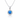 925 Sterling Silver Sea Blue Halo Pendant Necklace with Turquoise and Clear Cubic Zirconia Details