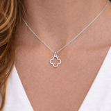 Sterling Silver Serenity Clover Pendant Necklace on Model